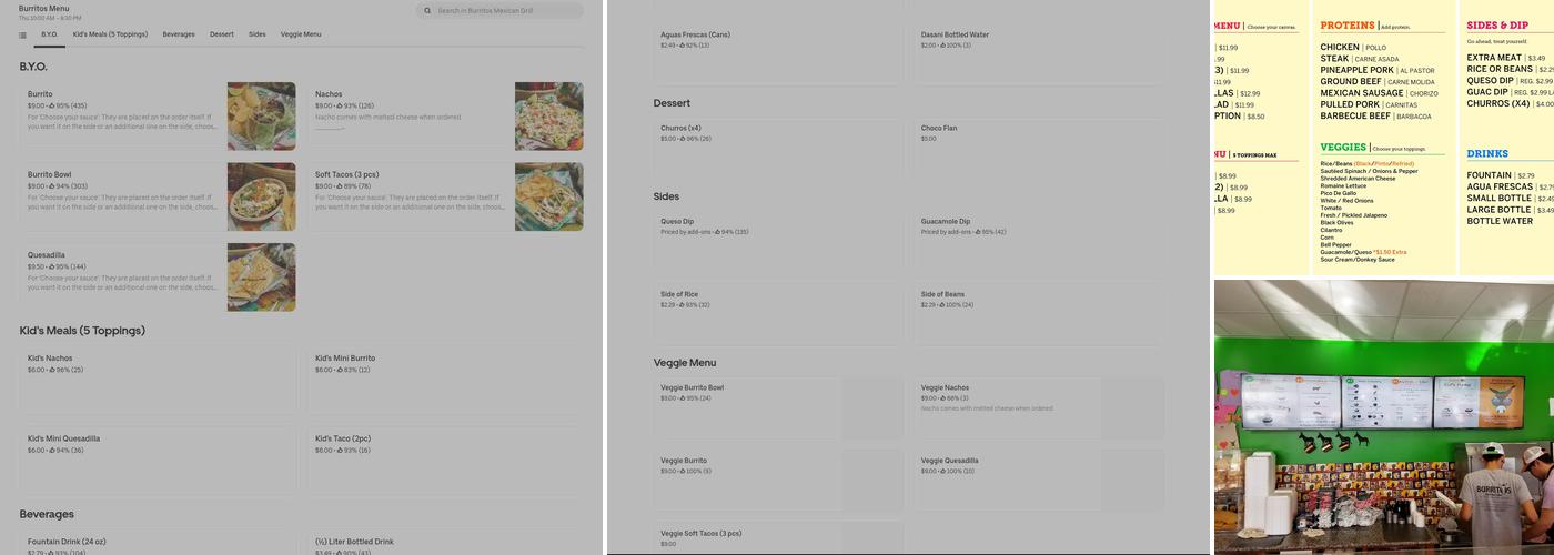 Burritos Mexican Grill Menu