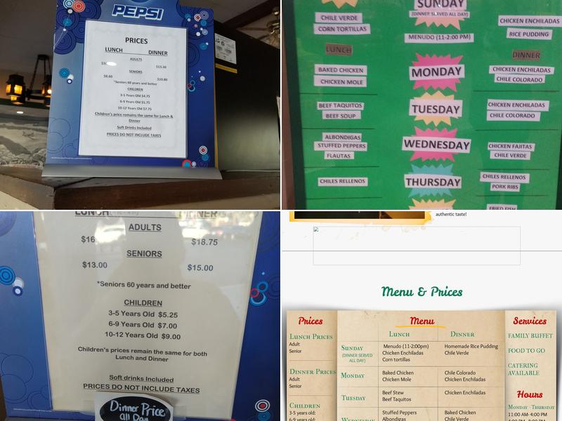 Ole Frijole Restaurant Buffet Menu