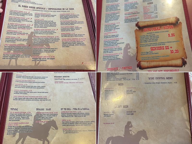 El Rodeo Méxican Restaurant Menu