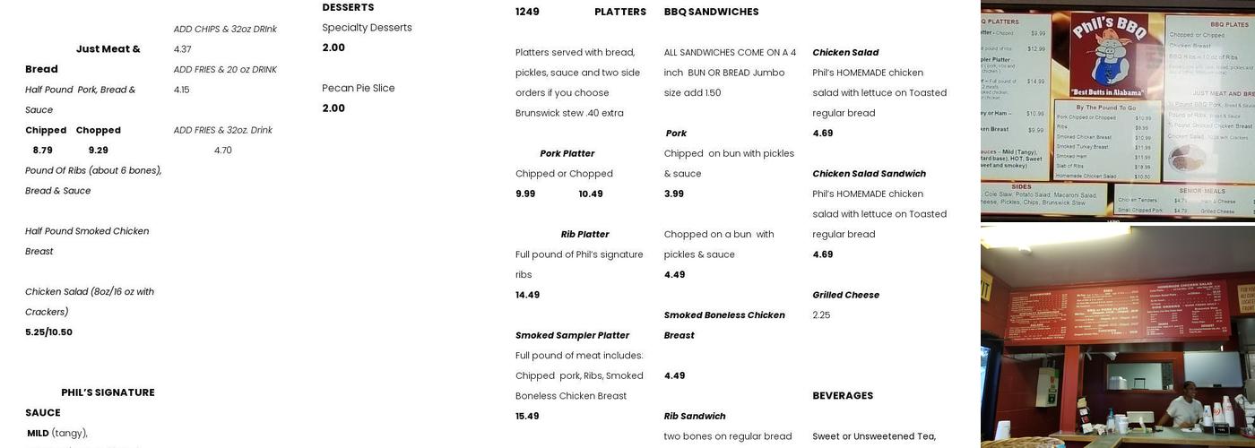 Phil's Barbeque Menu