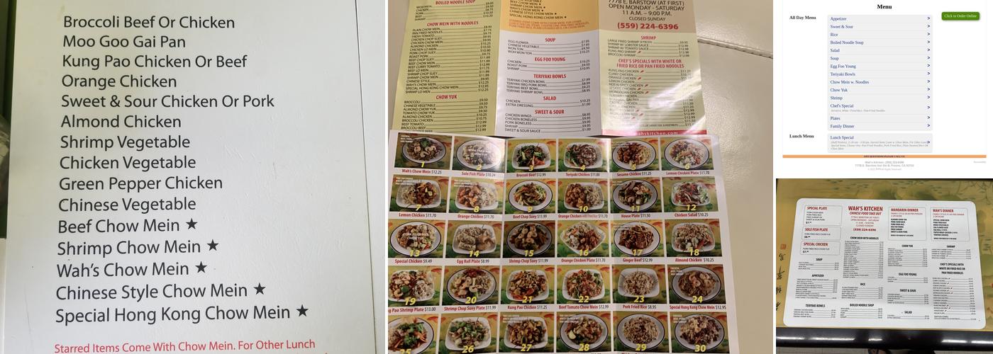 Wah's Kitchen Menu