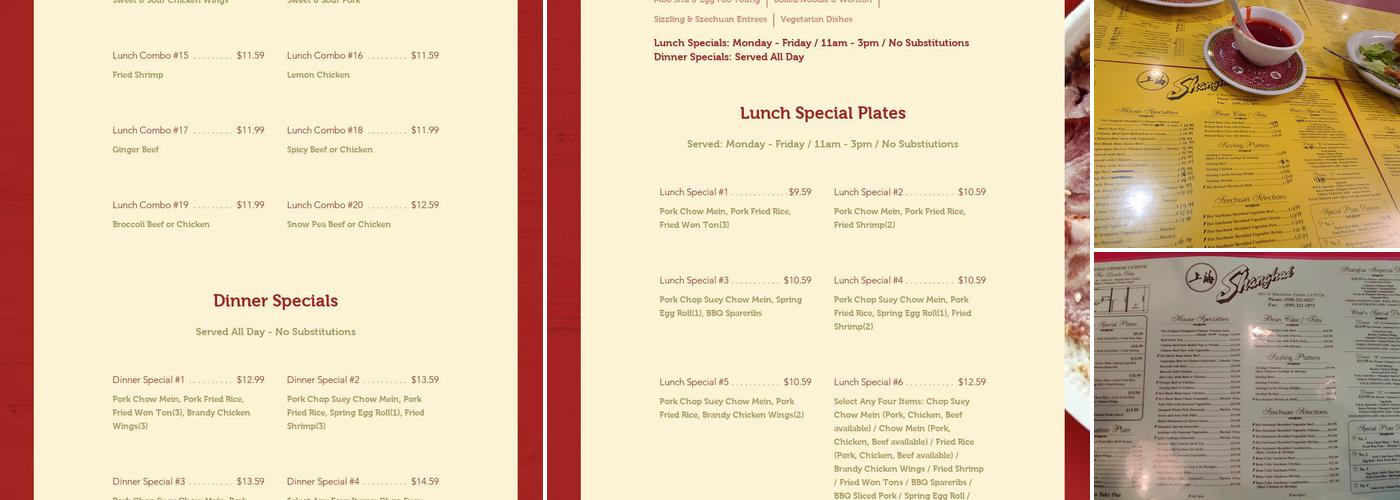 Shanghai Chinese Cuisine Menu
