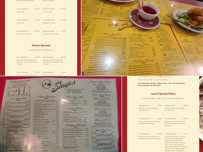 Shanghai Chinese Cuisine Menu