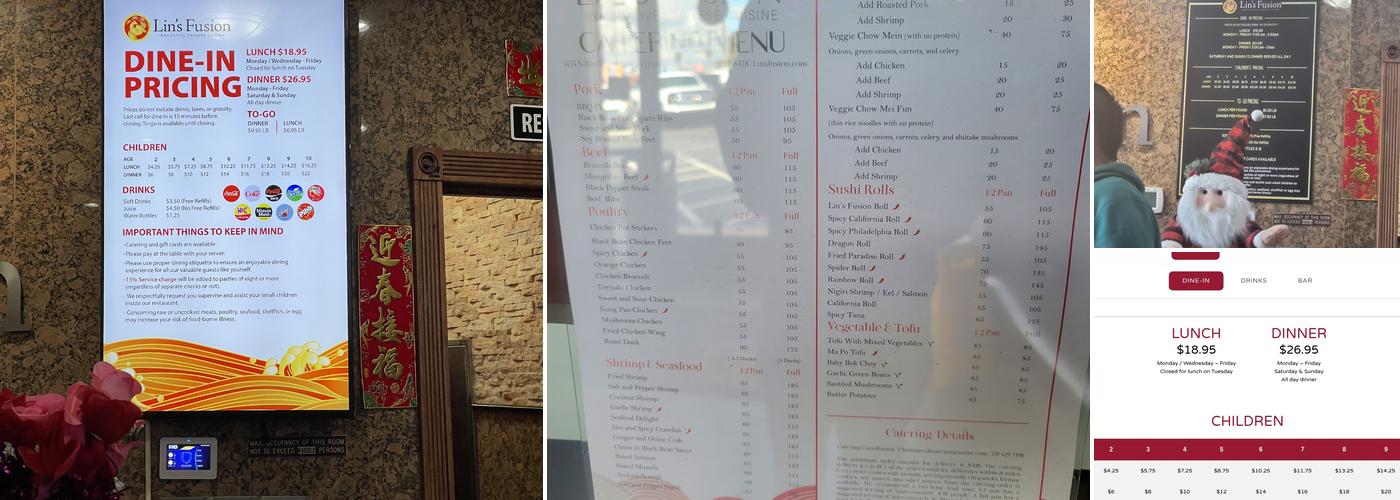 Lin's Fusion Menu