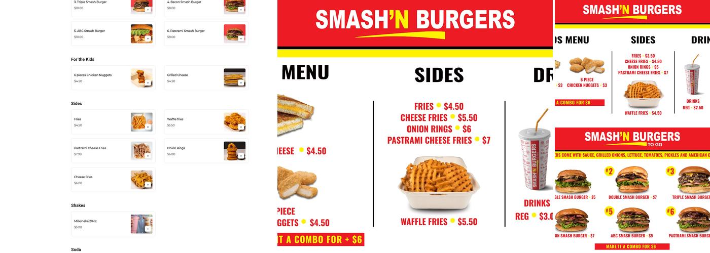 Smash’N burgers Menu