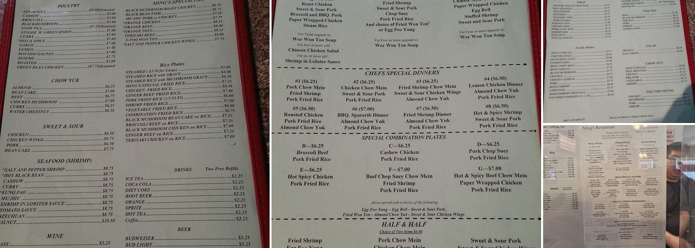 Ming's Restaurant Menu