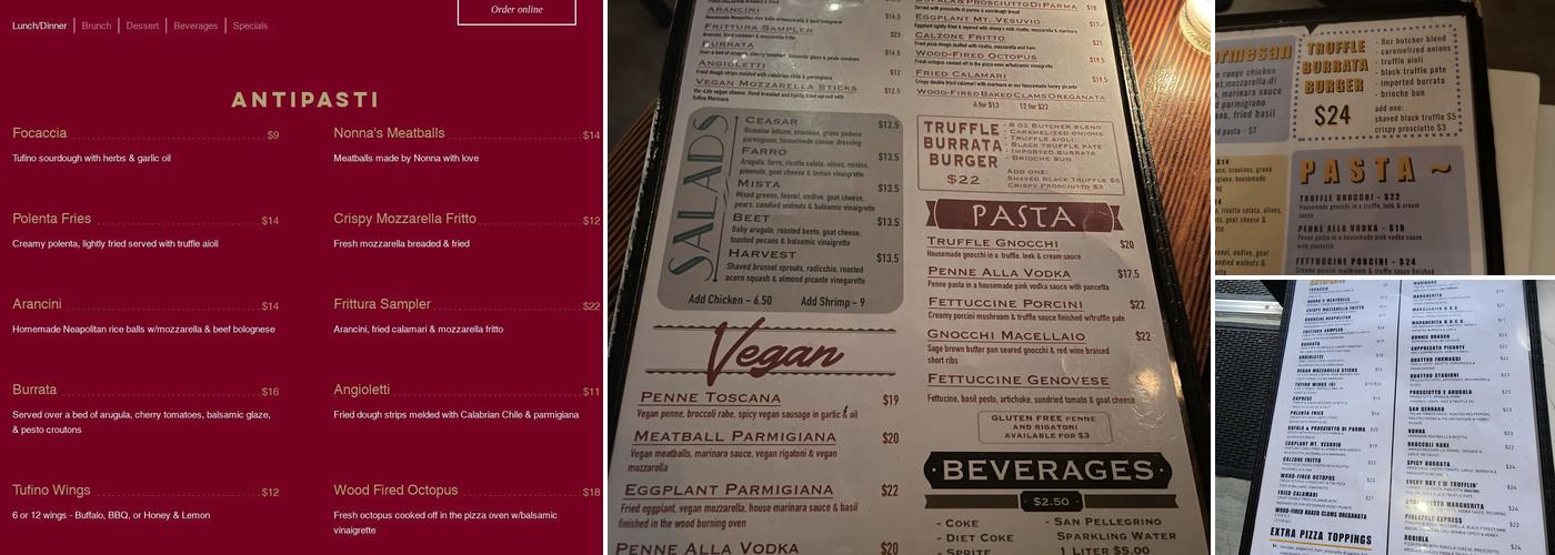 Tufino Pizzeria Menu