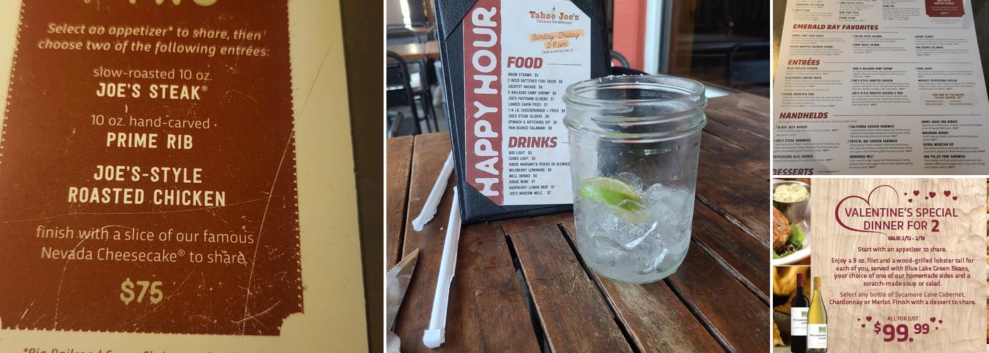 Tahoe Joe's Menu