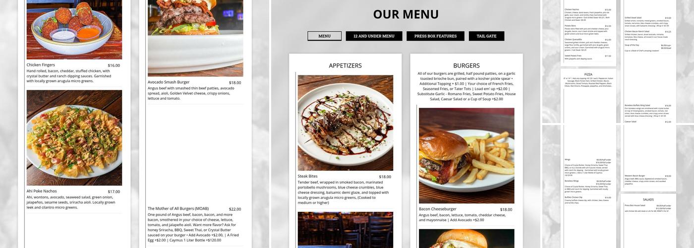 PressBox Sports Grill-NE Fresno Menu