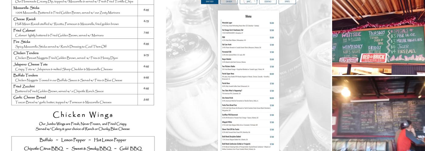 Westside Pizzeria + Bar Menu
