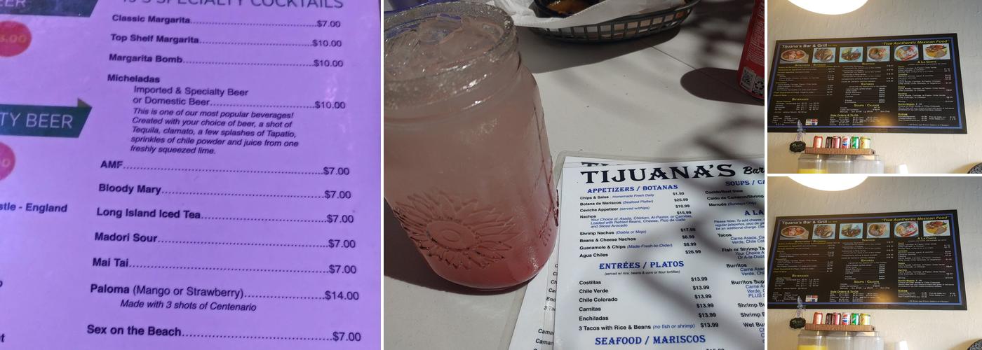 TJs Bar & Grill Menu