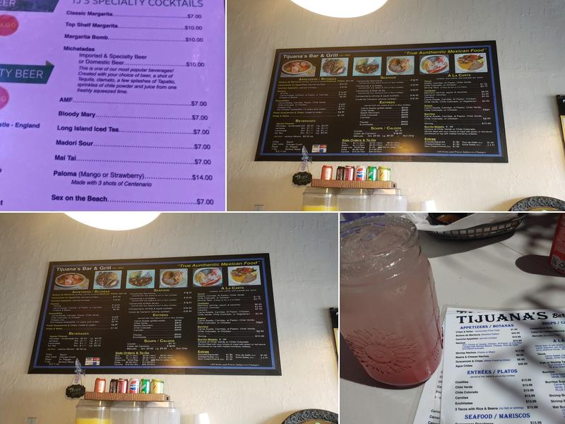 TJs Bar & Grill Menu