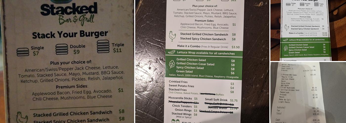 Stacked Bar And Grill Menu