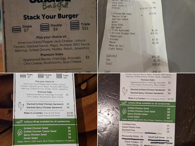 Stacked Bar And Grill Menu