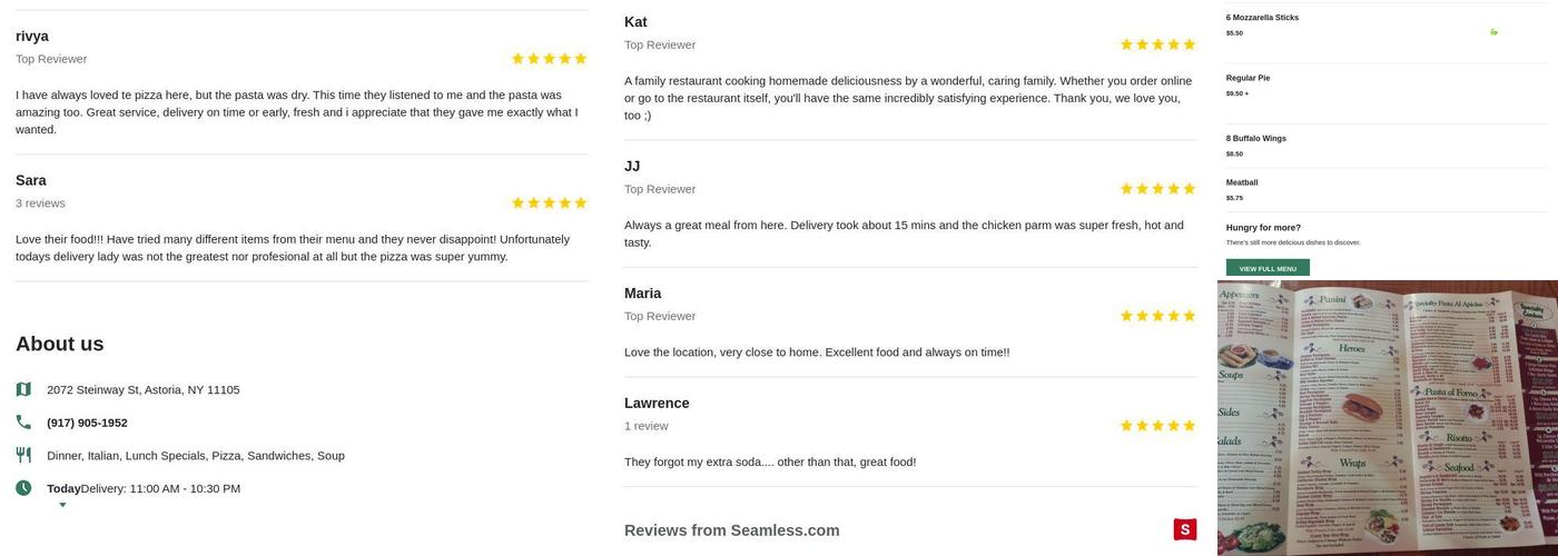 Apicius Pizzeria Menu