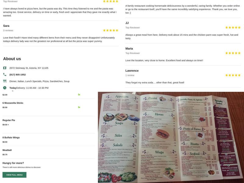 Apicius Pizzeria Menu