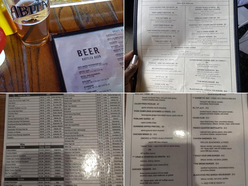 Atkins Park Tavern Menu