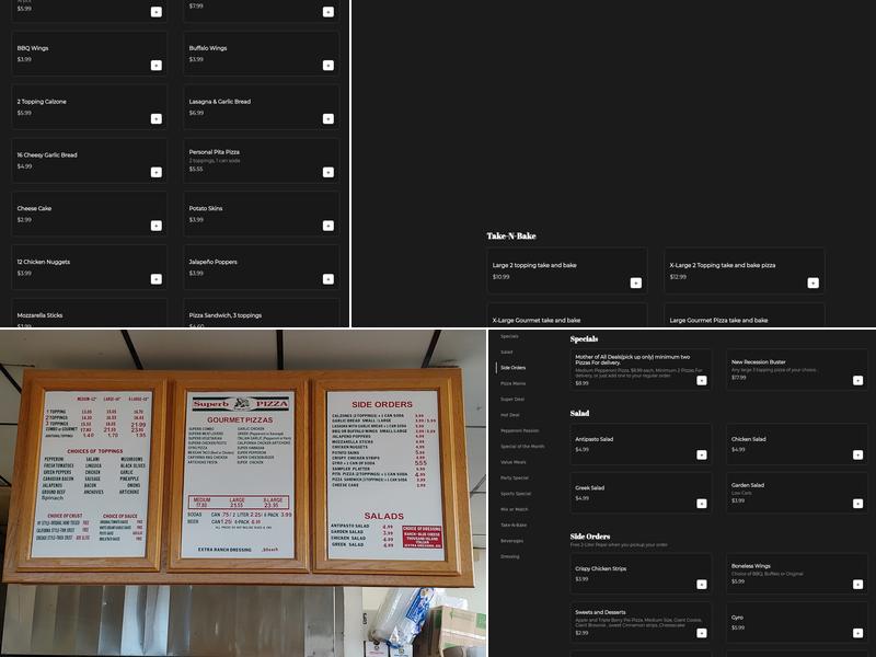 Superb Pizza Menu