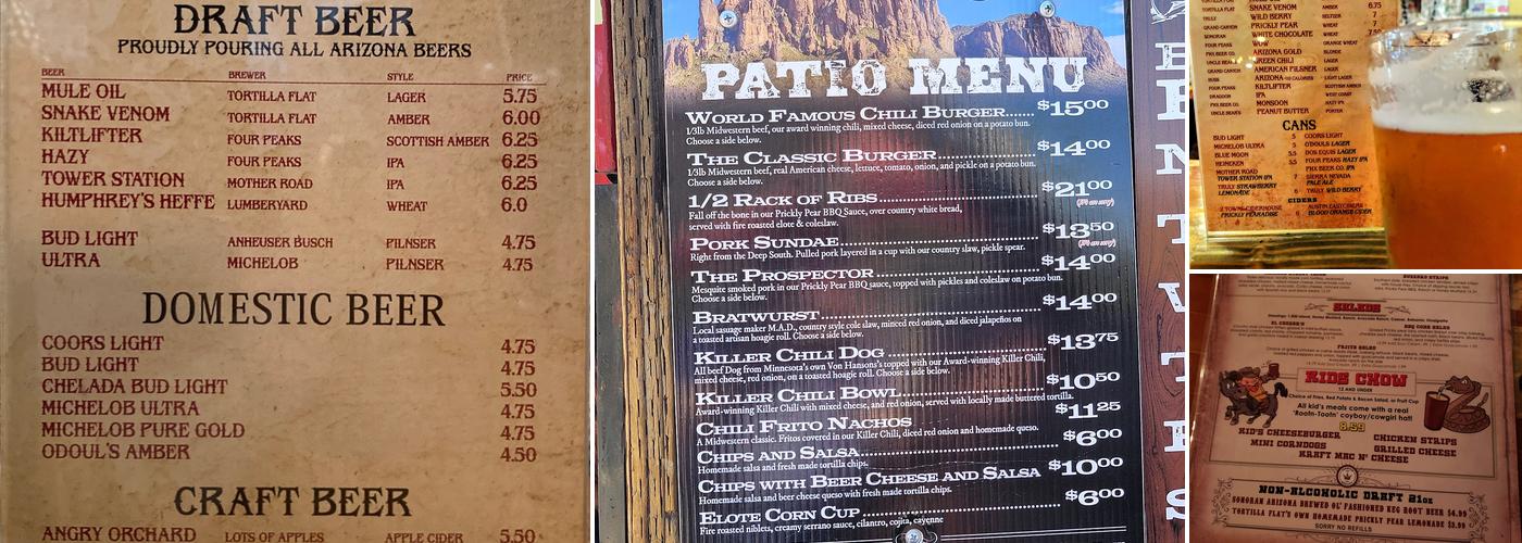Tortilla Flat Saloon Menu