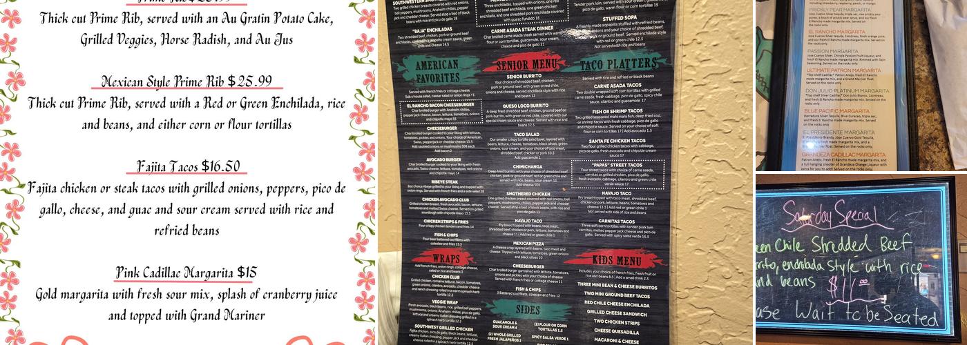 El Rancho Menu