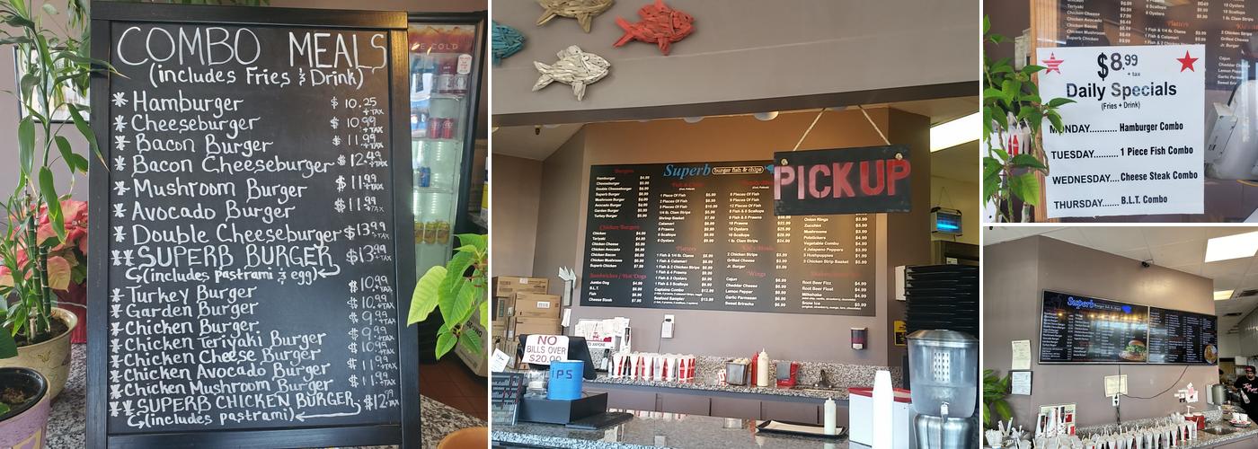 Superb Burger Fish & Chips Menu
