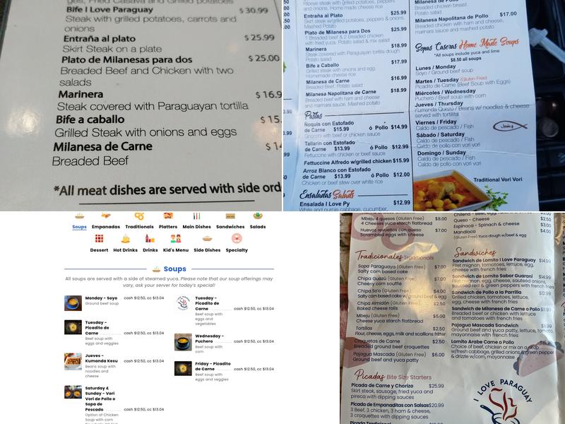 I Love Paraguay Restaurant Menu