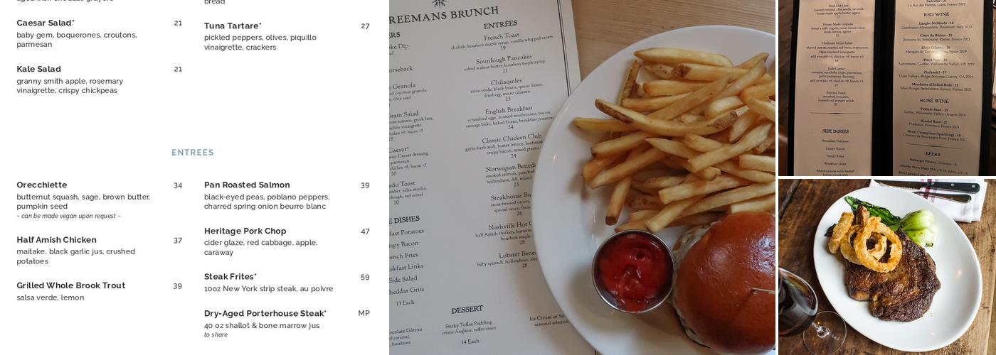 Freemans Menu