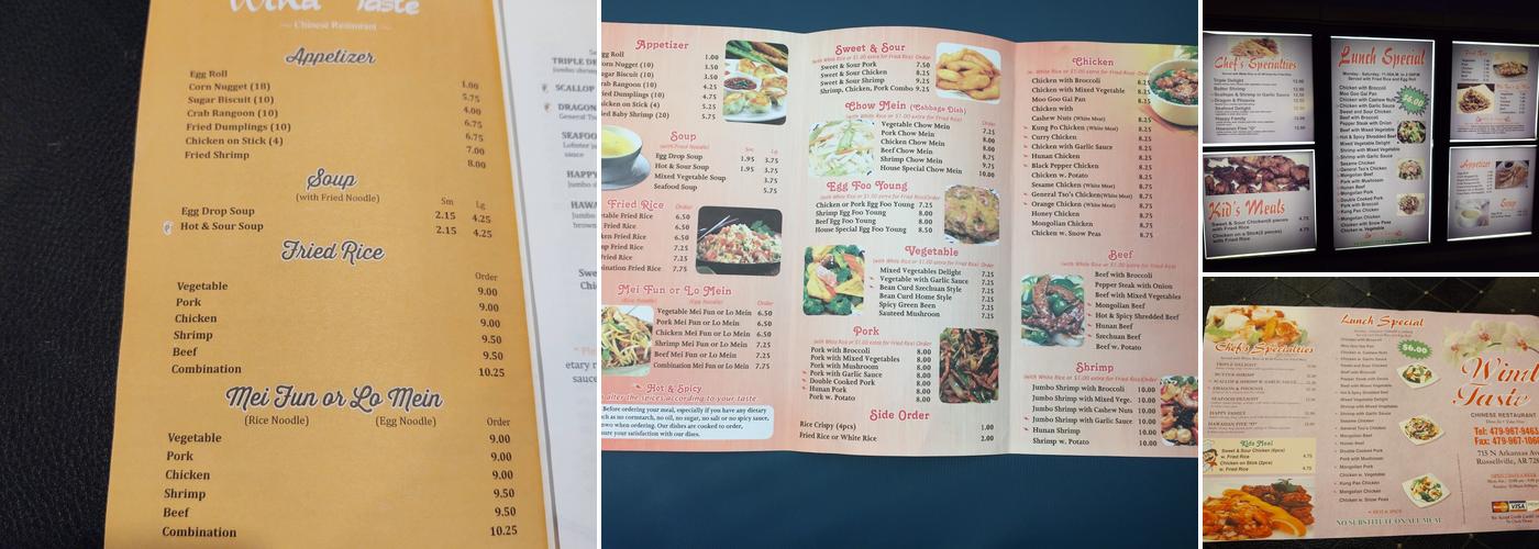Wind Taste Menu