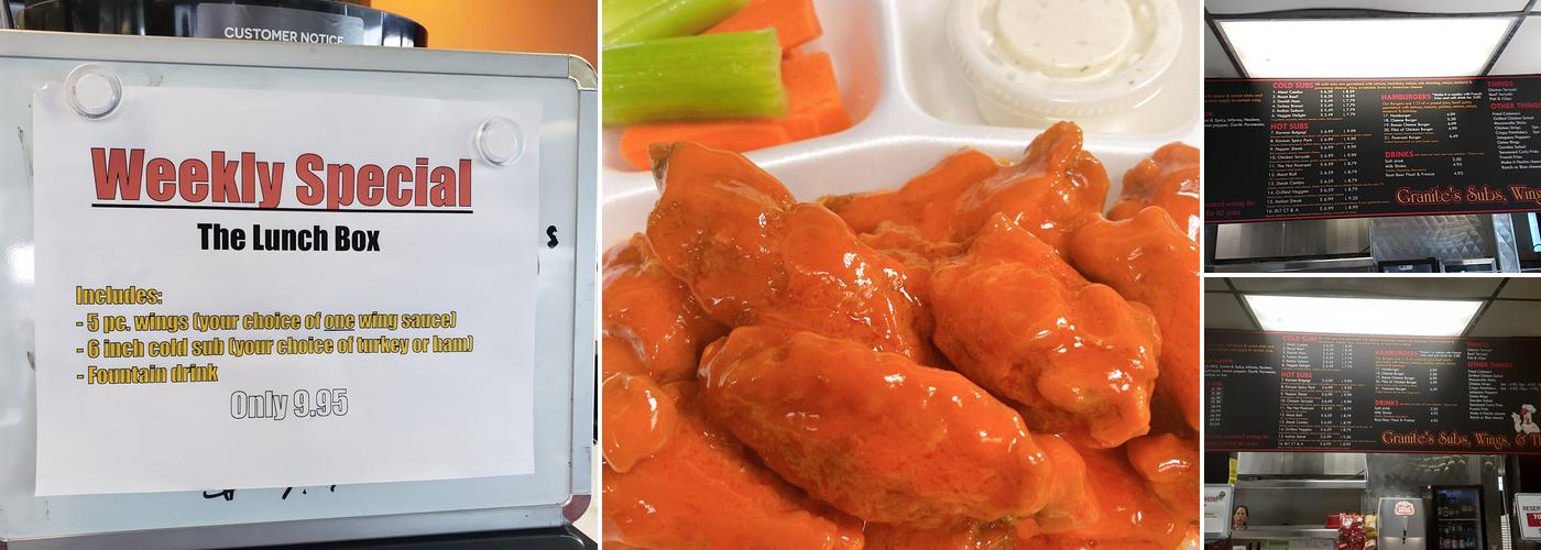 Granite's Subs Wings & Things Menu