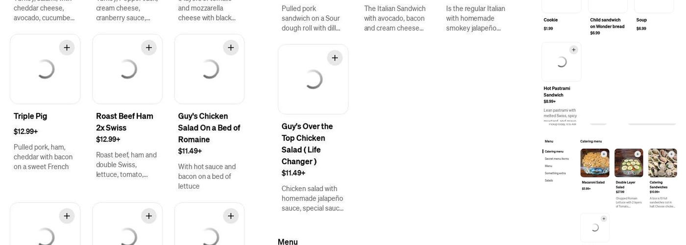 Guy's for Lunch Menu
