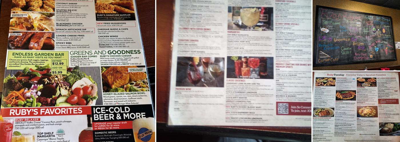 Ruby Tuesday Menu