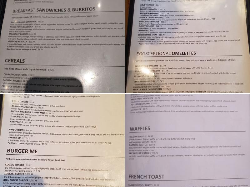Four Sisters Cafe Menu