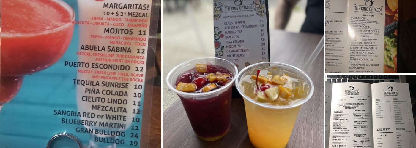 The King of Taco Menu