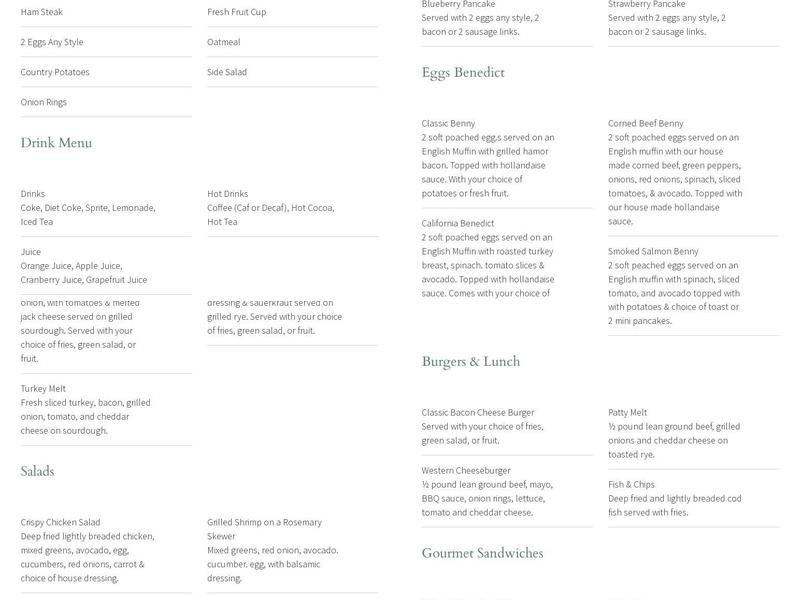 Window Box Cafe Menu