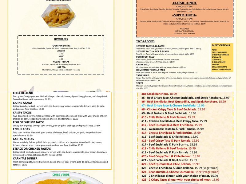 Urbano's Méxican Restaurant Menu