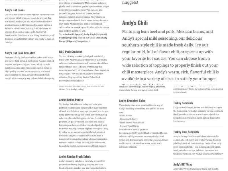 Andy's Menu