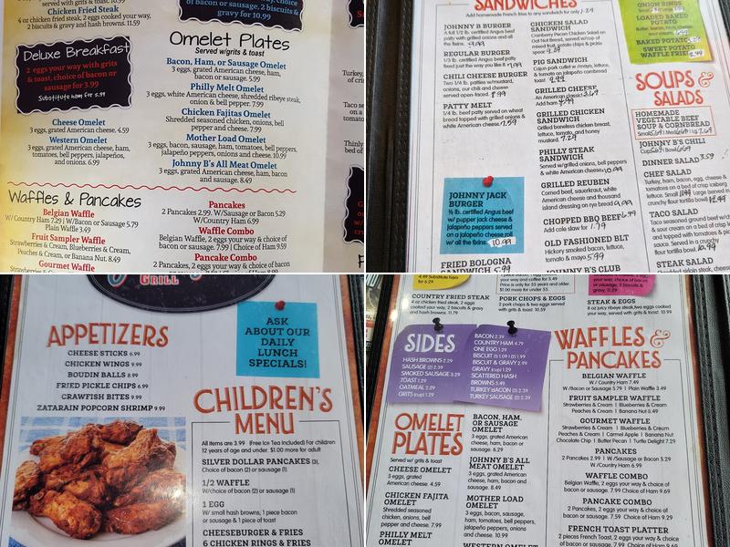Johnny B's Menu