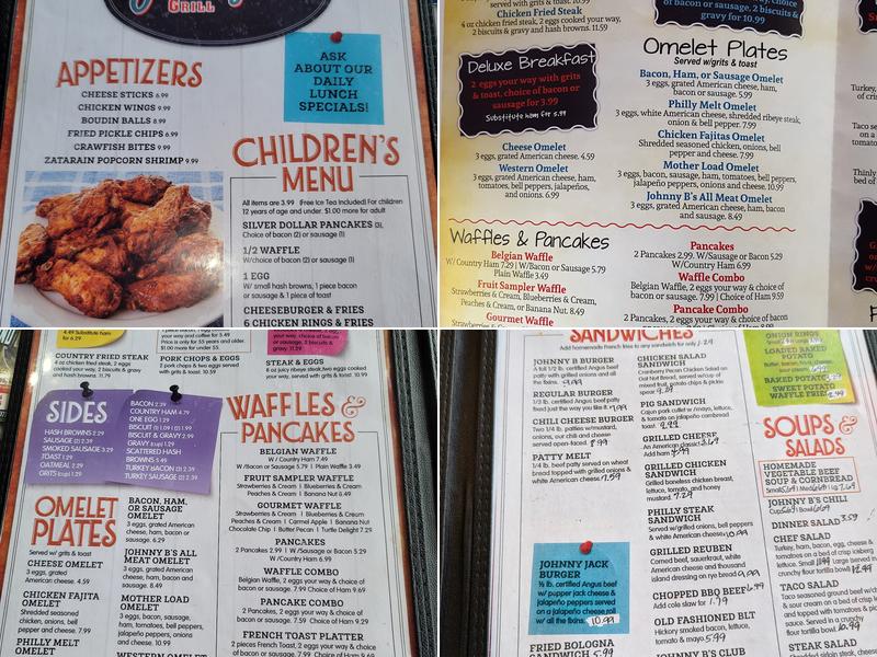 Johnny B's Menu
