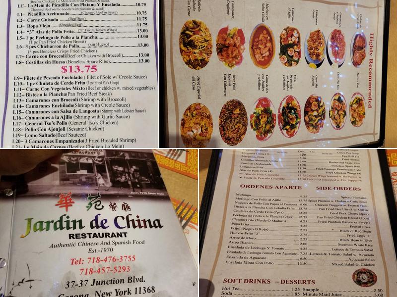 Jardin De China Menu
