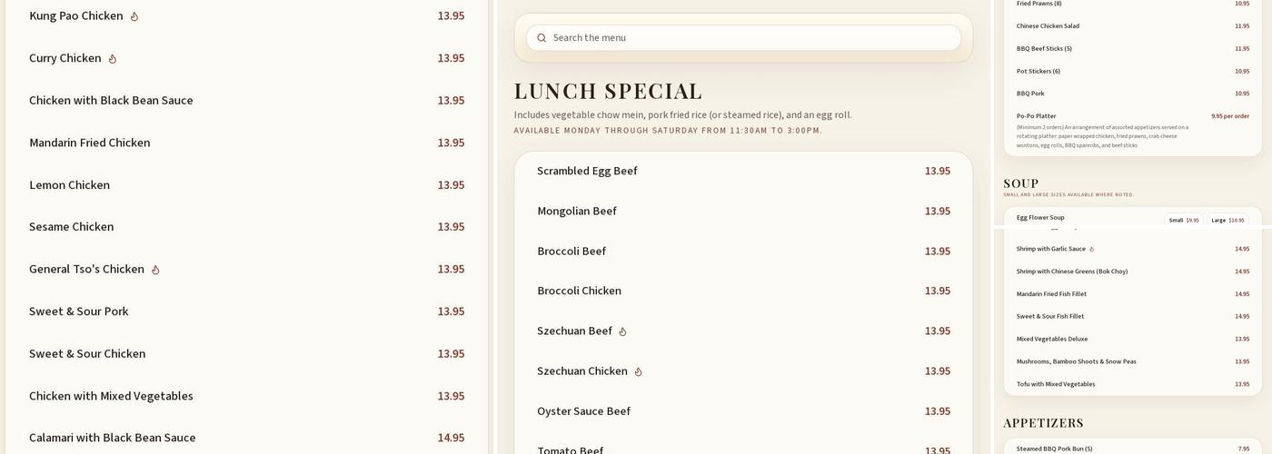 Chopsticks Restaurant Menu