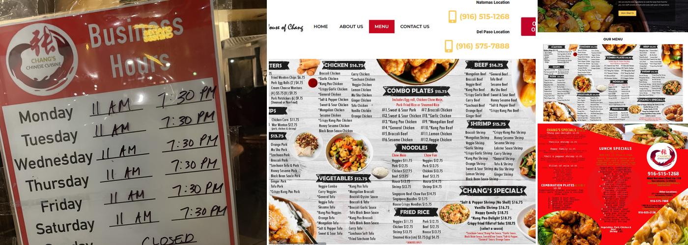Chang's Menu