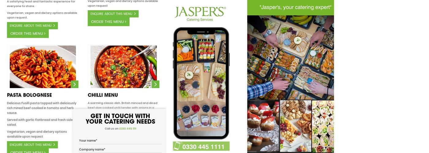 Jasper's Catering Services Menu