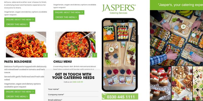 Jasper's Catering Services Menu