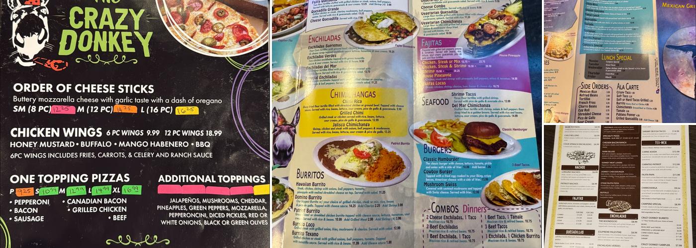 The Crazy Donkey Mexican Grill Menu