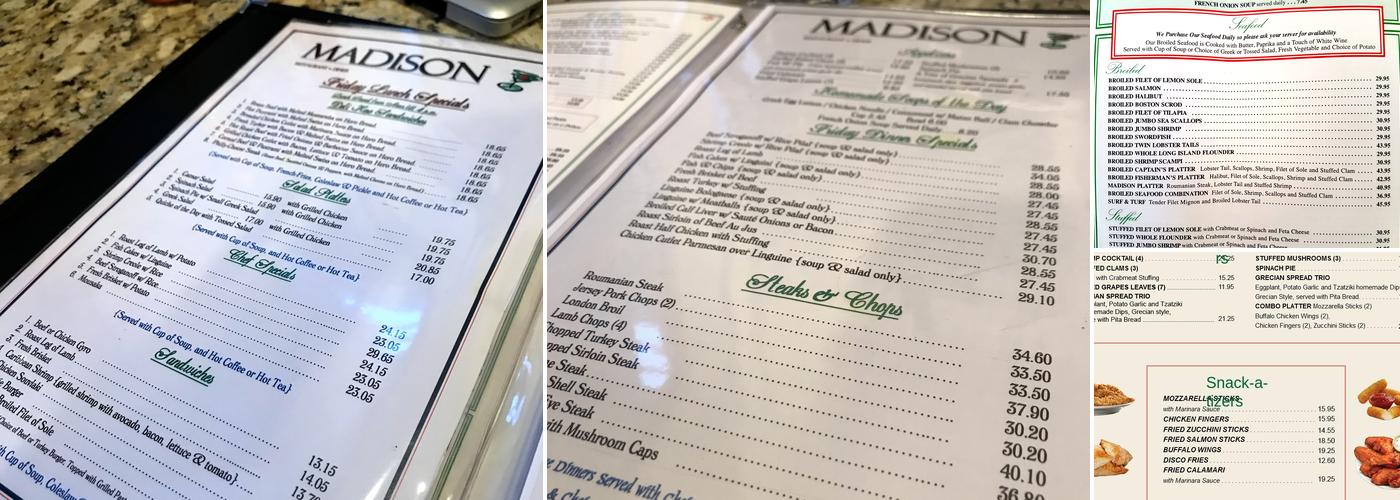 Madison Restaurant Menu