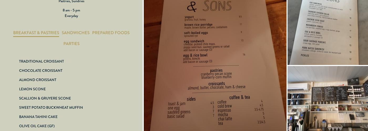 Marlow & Sons Menu