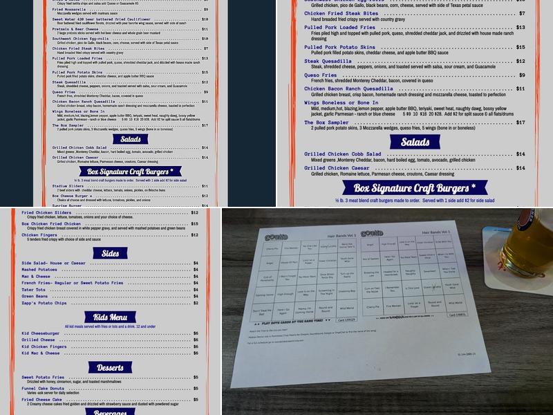 The Box Sports Bar & Grill Menu