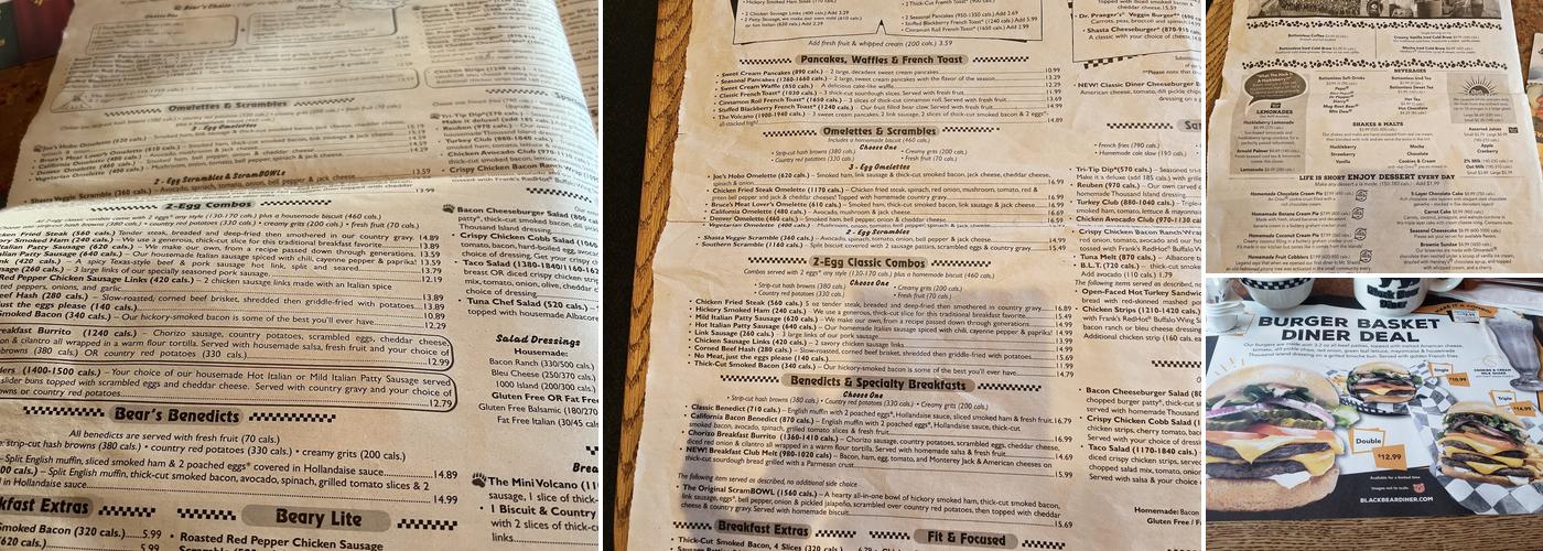 Black Bear Diner Roseville Menu