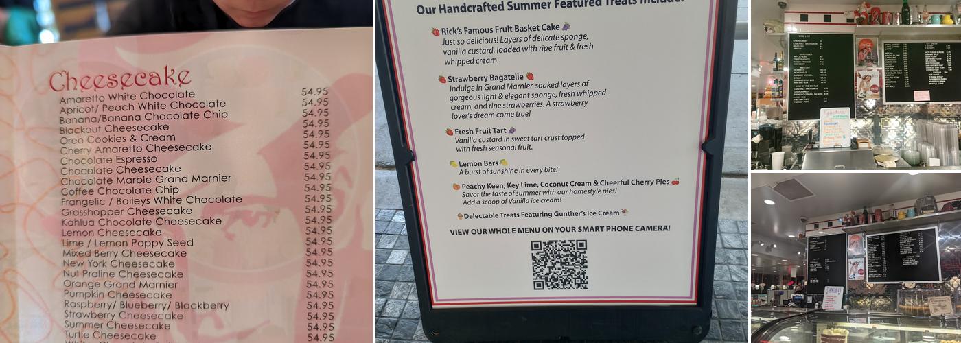 Rick's Dessert Diner Menu