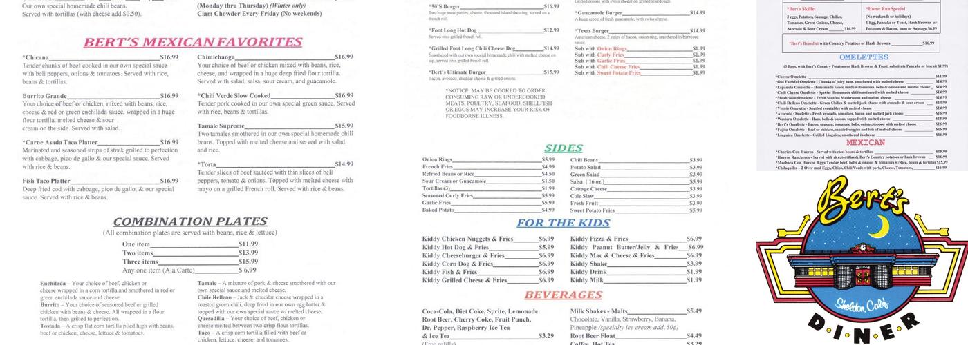 Bert's Diner Menu